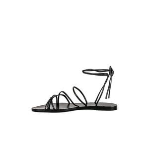 RAYE Black Leather Spur Flat Strappy Lace-Up Gladiator Sandals Women's Size 6